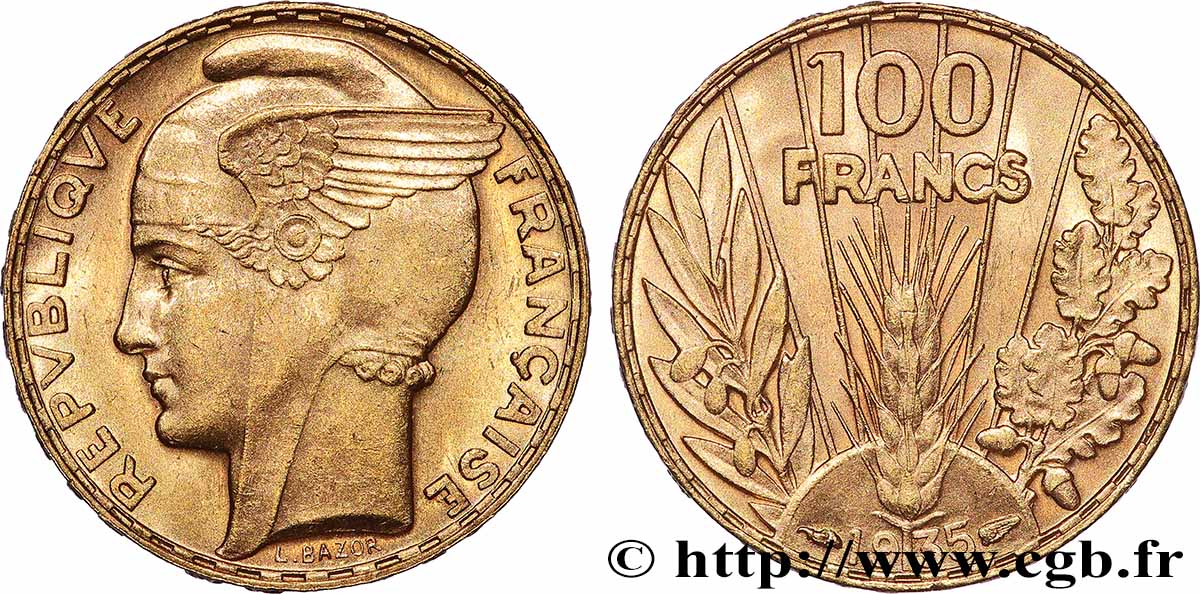 100 francs or, Bazor 1935 Paris F.554/6 SPL 