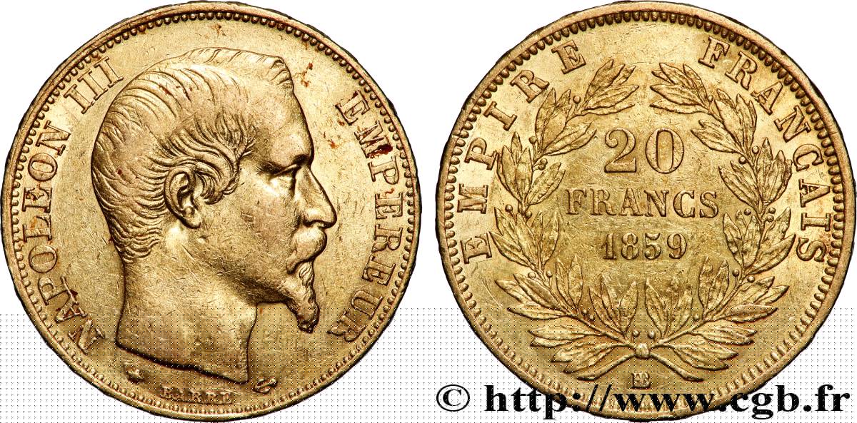 20 francs or Napoléon III, tête nue 1859 Strasbourg F.531/16 TTB 