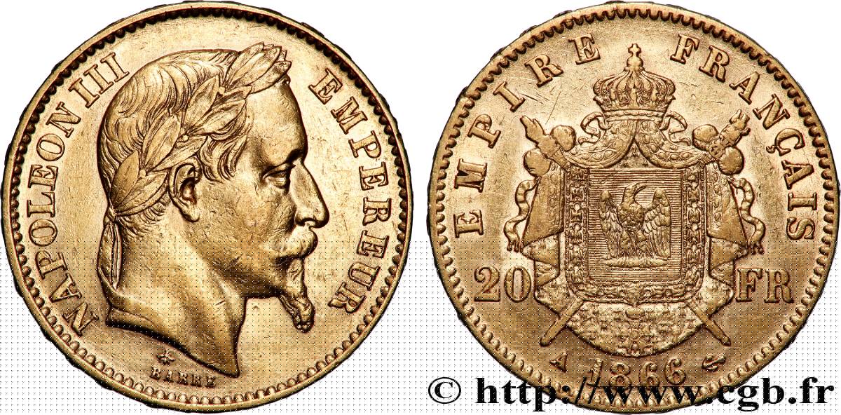 20 francs or Napoléon III, tête laurée 1866 Paris F.532/13 XF 
