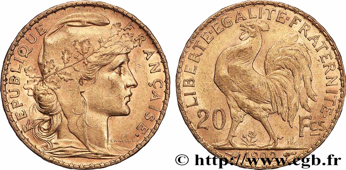20 francs or Coq, Dieu protège la France 1902 Paris F.534/7 SUP 