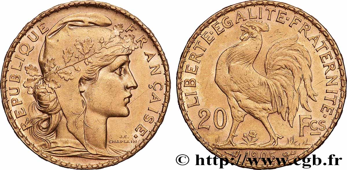 20 francs or Coq, Dieu protège la France 1905 Paris F.534/10 TTB 