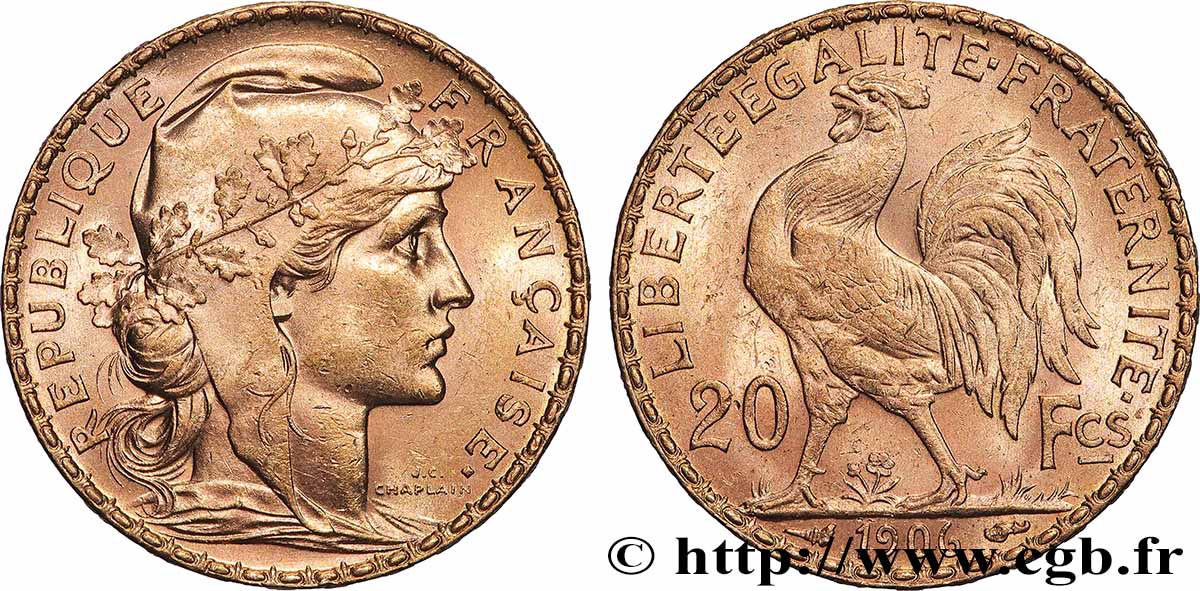 20 francs or Coq, Dieu protège la France 1906 Paris F.534/11 SUP+ 