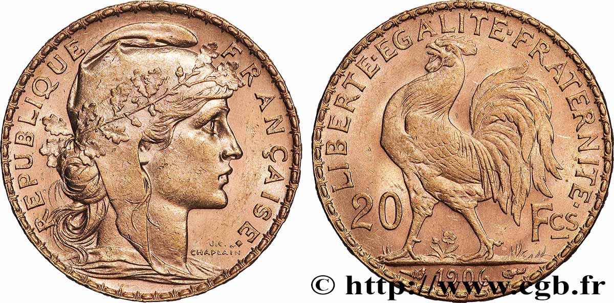20 francs or Coq, Dieu protège la France 1906 Paris F.534/11 VZ+ 