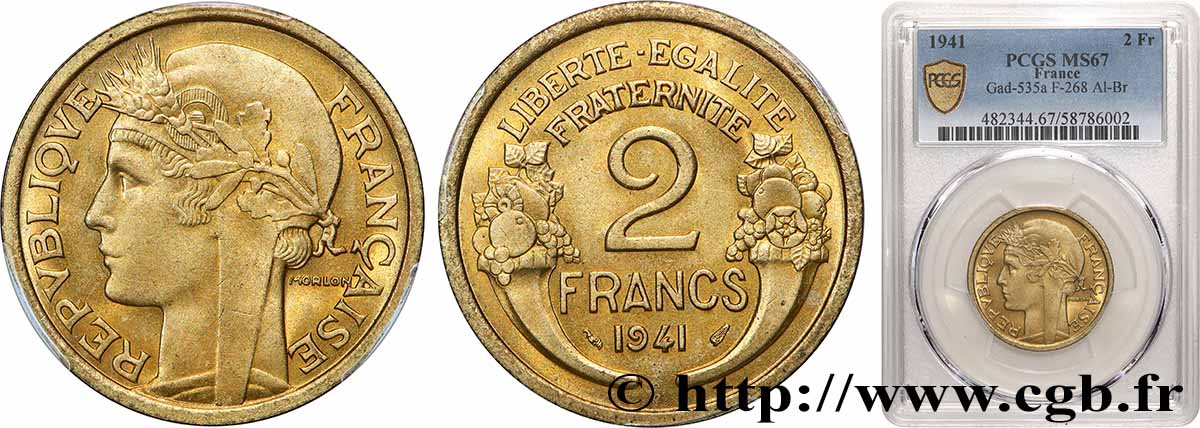 2 francs Morlon 1941  F.268/14 MS67 PCGS