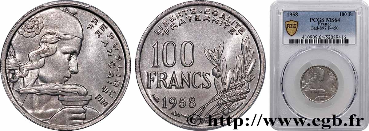 100 francs Cochet 1958  F.450/12 SPL64 PCGS