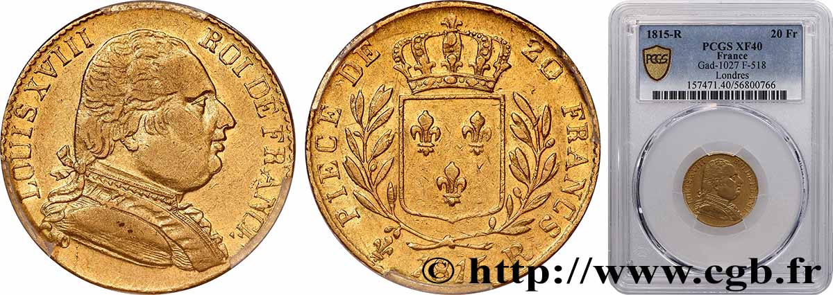 20 francs or Londres 1815 Londres F.518/1 TTB40 PCGS