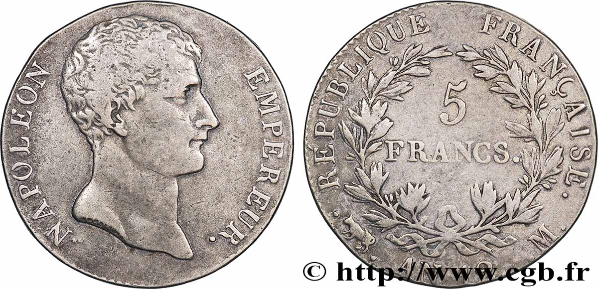 5 francs Napoléon Empereur, type intermédiaire 1804 Toulouse F.302/8 S 