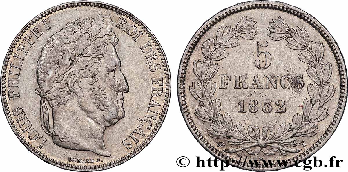 5 francs IIe type Domard 1832 Nantes F.324/12 XF 