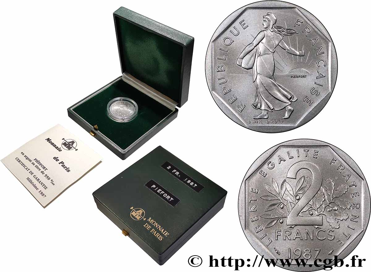 Piéfort Argent de 2 francs Semeuse 1987 Pessac GEM.123 P2 FDC 