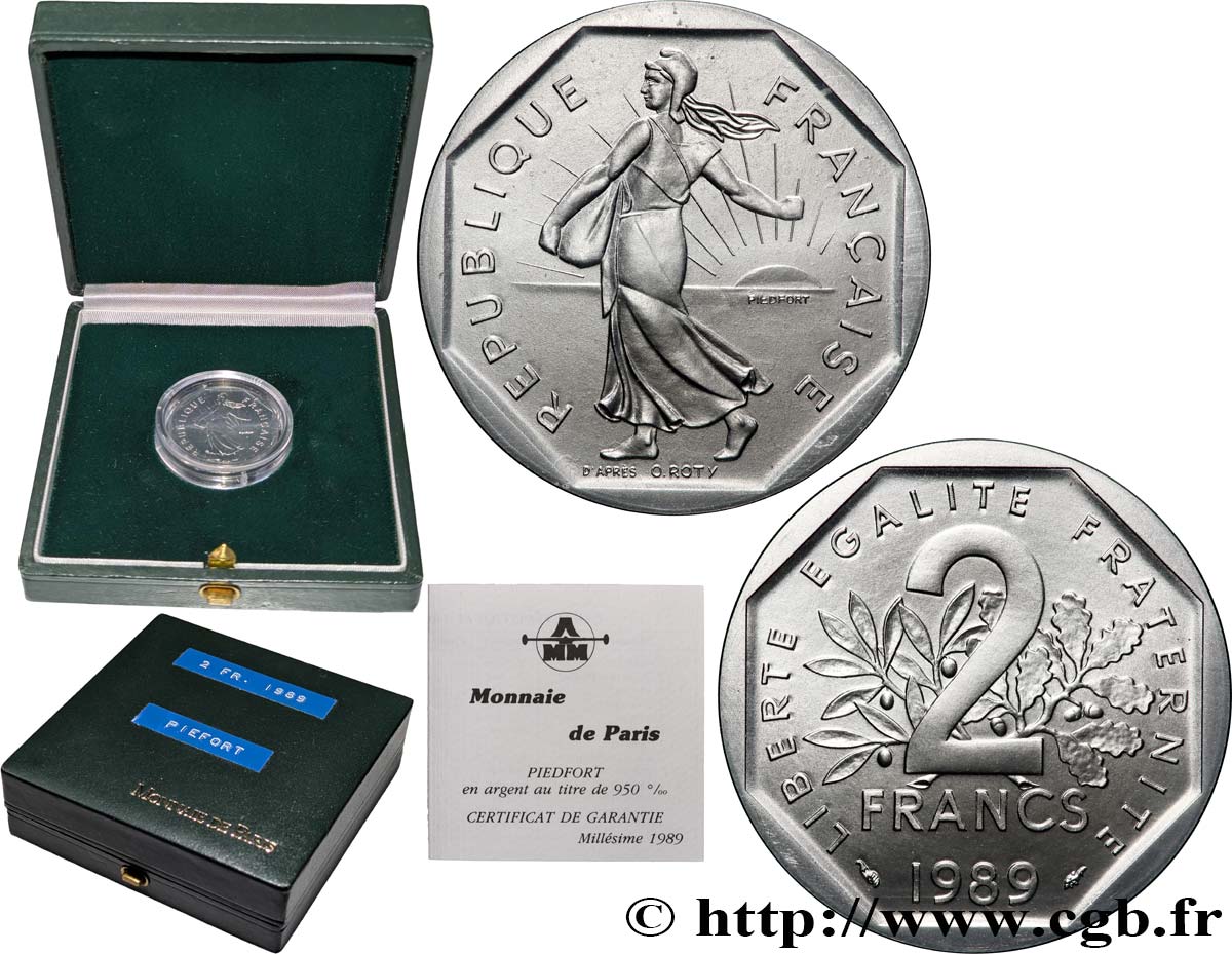 Piéfort Argent de 2 francs Semeuse 1989 Pessac GEM.123 P2 FDC 