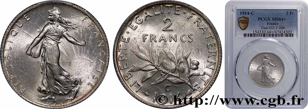 2 francs Semeuse 1914 Castelsarrasin F.266/16 SPL64 PCGS