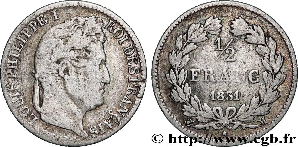 1/2 franc Louis-Philippe 1831 Toulouse F.182/9 TB 
