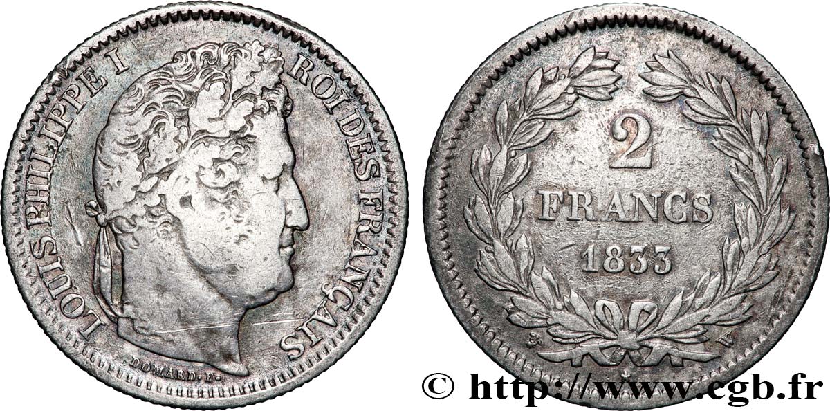 2 francs Louis-Philippe 1833 Lille F.260/28 TB+ 