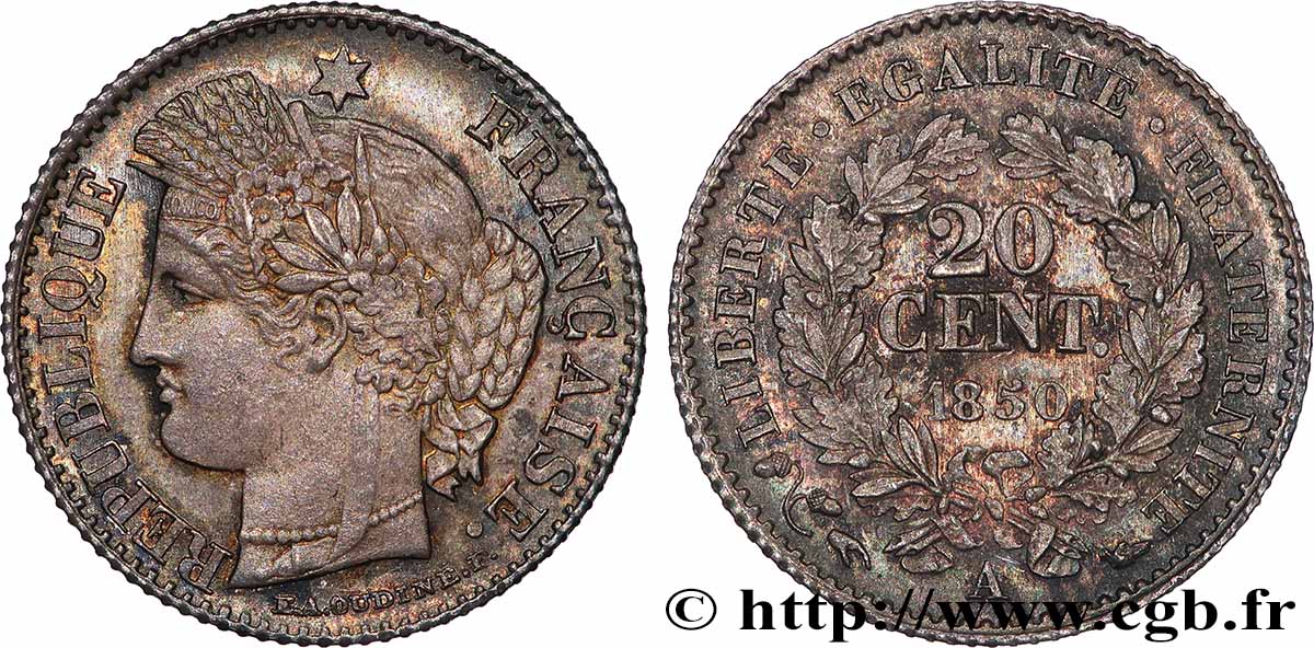 20 centimes Cérès, IIe République 1850 Paris F.146/2 MS 