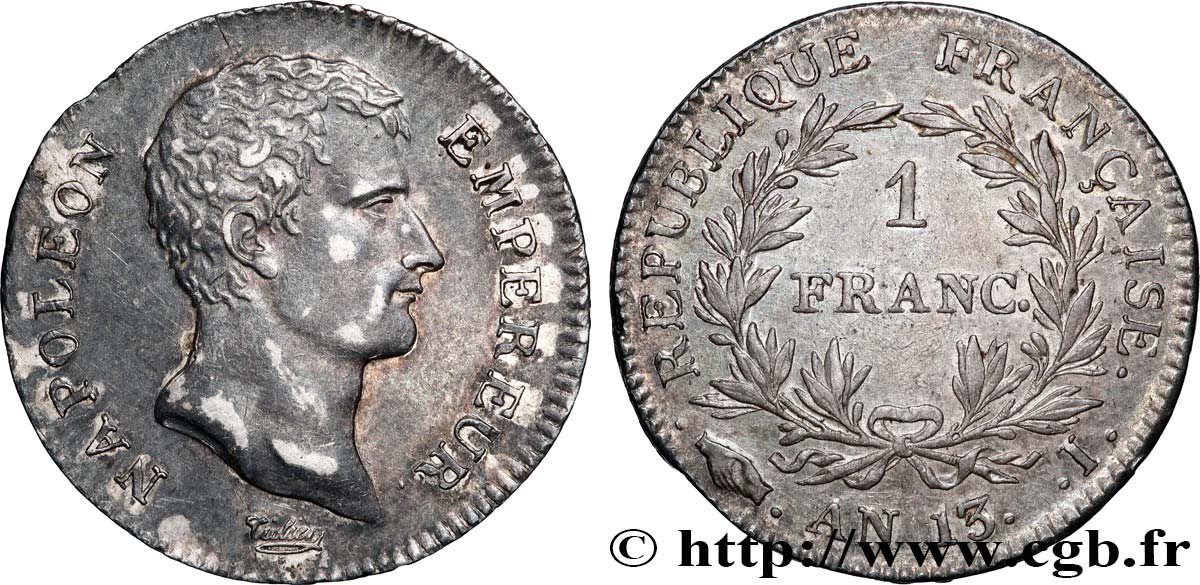1 franc Napoléon Empereur, Calendrier révolutionnaire 1805 Limoges F.201/20 XF 