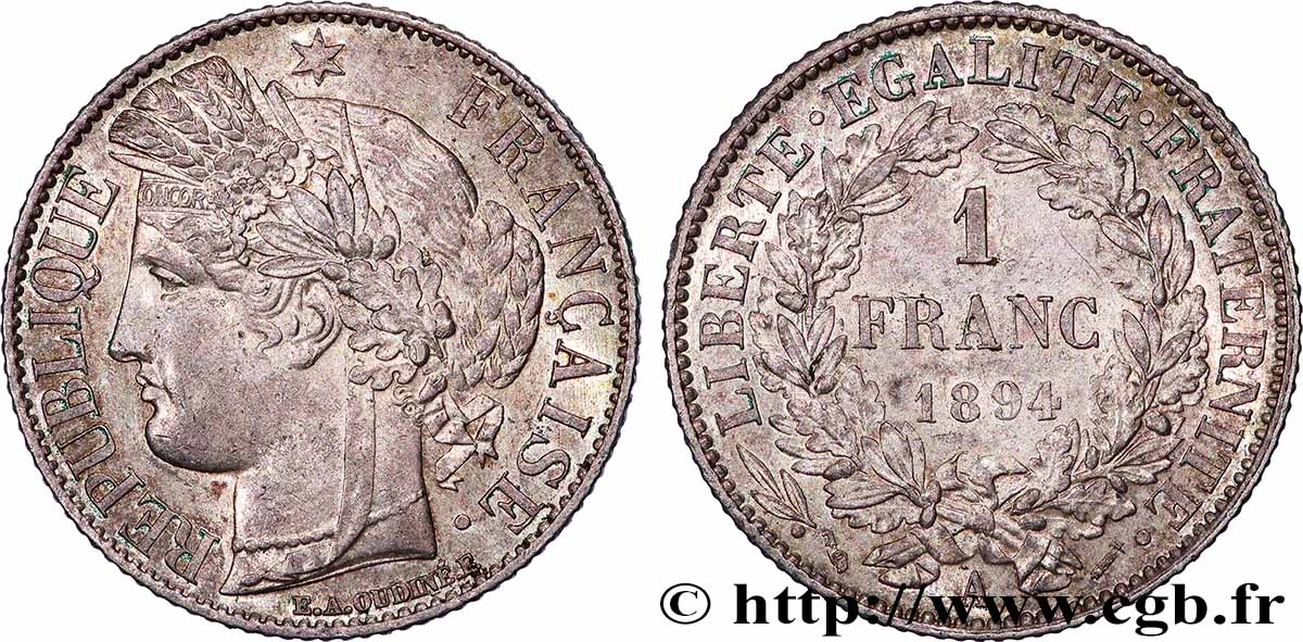 1 franc Cérès, Troisième République 1894 Paris F.216/12 MS 