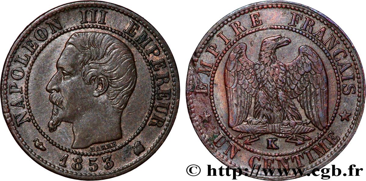 Un centime Napoléon III, tête nue 1853 Bordeaux F.102/6 XF 