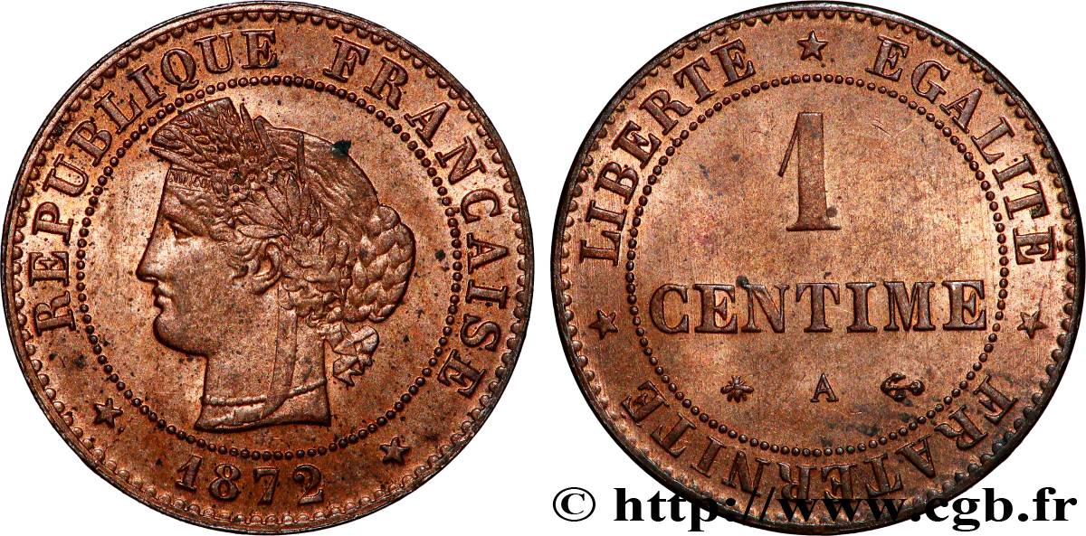 1 centime Cérès 1872 Paris F.104/1 SUP 
