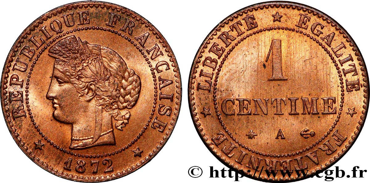 1 centime Cérès 1872 Paris F.104/1 VZ 
