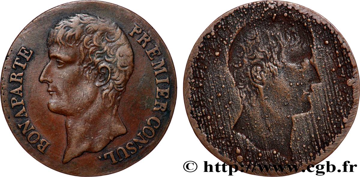 Épreuve uniface avers de 40 francs or Bonaparte Premier Consul 1803 Paris F.536/1 var. TTB+ 