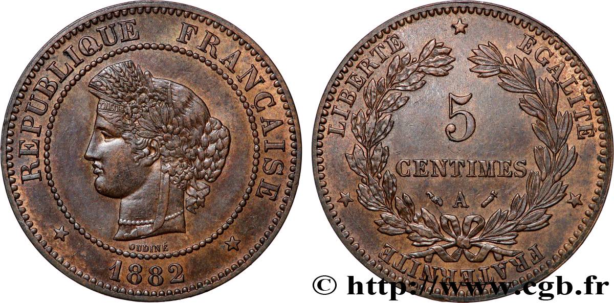 5 centimes Cérès 1882 Paris F.118/23 fVZ 