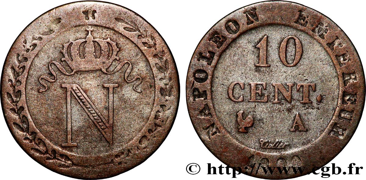 10 cent. à l&nbsp;N couronnée 1809 Paris F.130/10 VF 