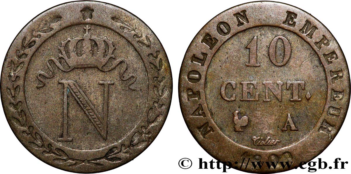 10 cent. à l&nbsp;N couronnée 1809 Paris F.130/10 fSS 