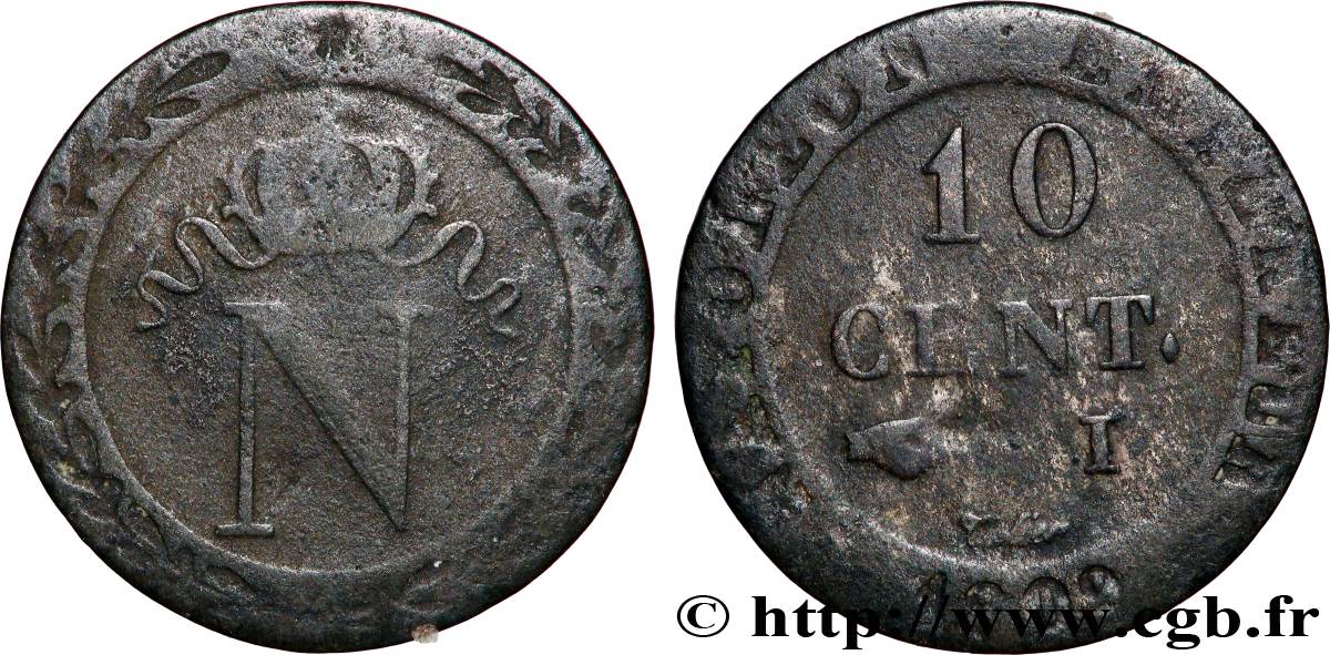10 cent. à l&nbsp;N couronnée 1809 Limoges F.130/15 S 