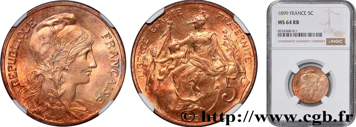 5 centimes Daniel-Dupuis 1899  F.119/7 MS64 NGC