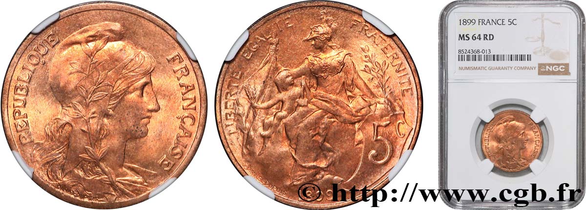5 centimes Daniel-Dupuis 1899  F.119/7 MS64 NGC
