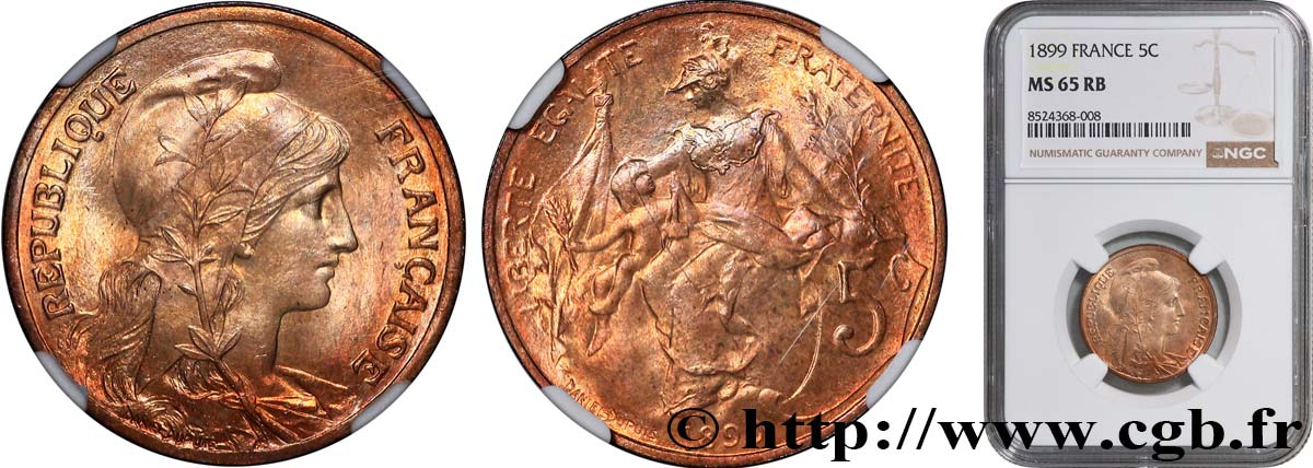 5 centimes Daniel-Dupuis 1899  F.119/7 MS65 NGC