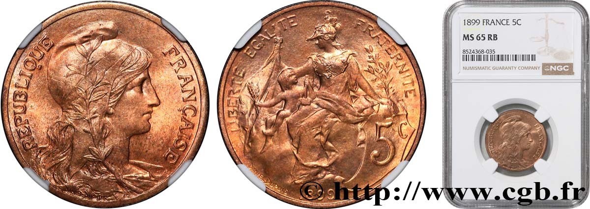5 centimes Daniel-Dupuis 1899  F.119/7 MS65 NGC