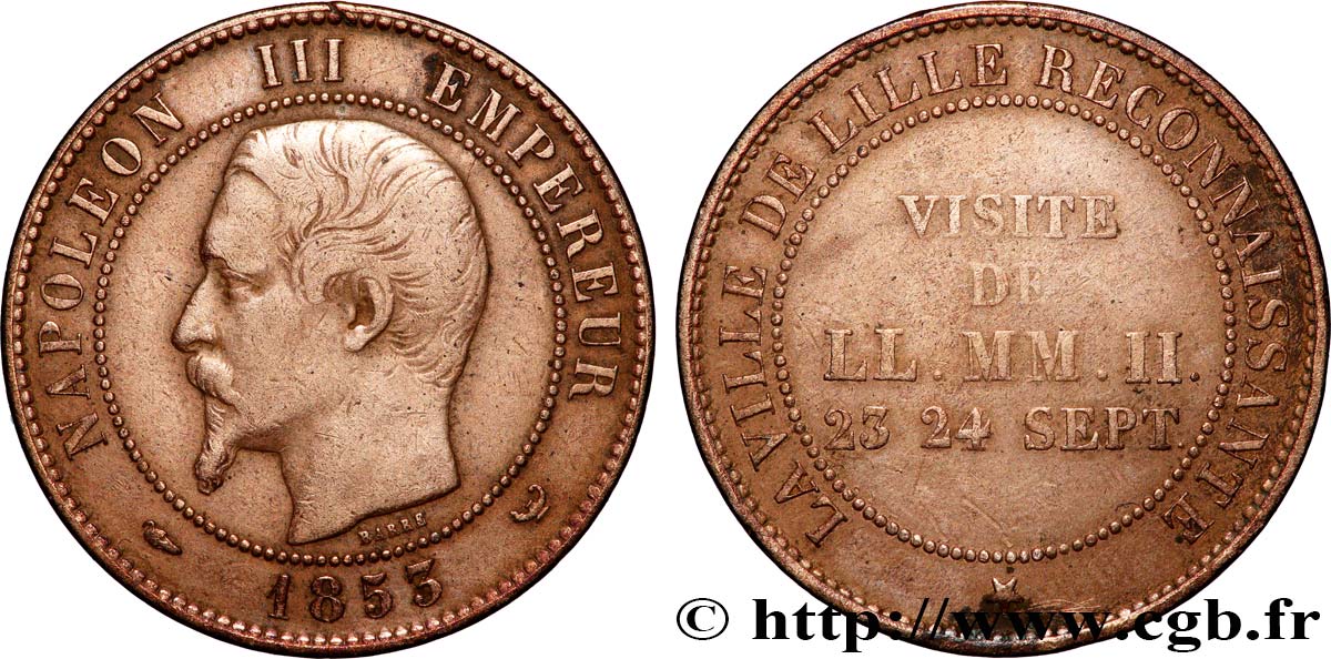 Module de dix centimes, Visite impériale à Lille les 23 et 24 septembre 1853 1853 Lille VG.3365  VF 