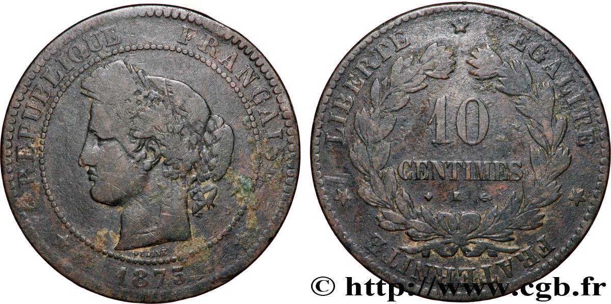 10 centimes Cérès 1875 Bordeaux F.135/15 fS 