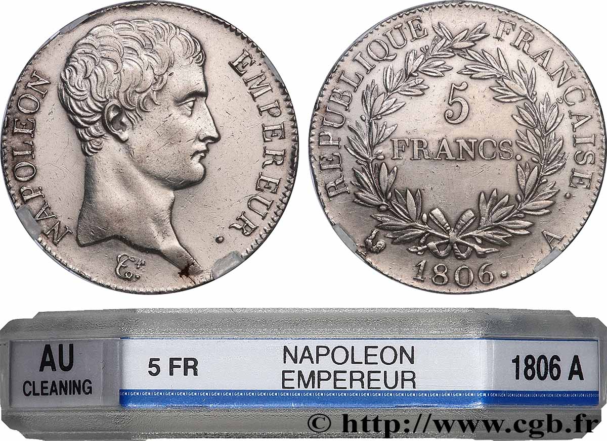 5 francs Napoléon Empereur, Calendrier grégorien 1806 Paris F.304/1 TTB+ GENI