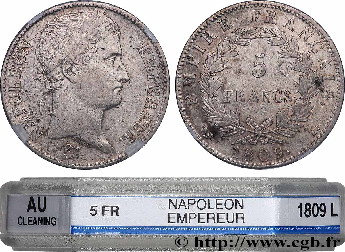 5 francs Napoléon Empereur, Empire français 1809 Bayonne F.307/8 AU GENI
