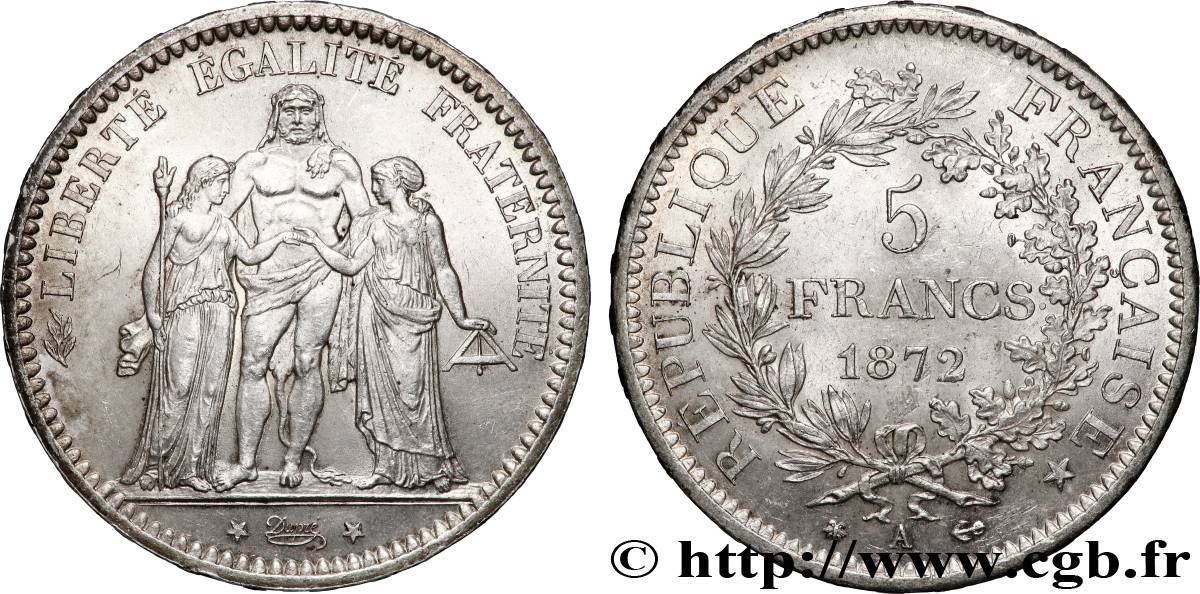 5 francs Hercule 1872 Paris F.334/6 SUP58 