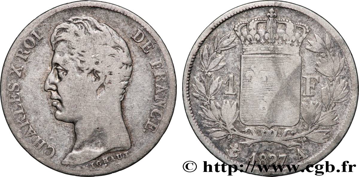 1 franc Charles X 1827 Paris F.207/25 MB 