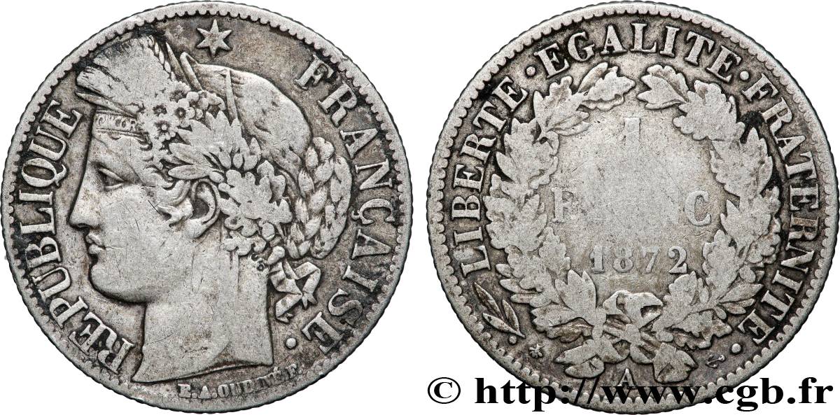 1 franc Cérès, IIIe République 1872 Paris F.216/4 VF 