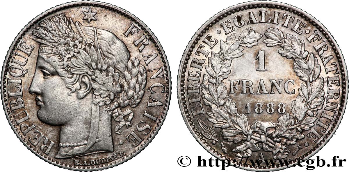 1 franc Cérès, IIIe République 1888 Paris F.216/10 TTB+ 