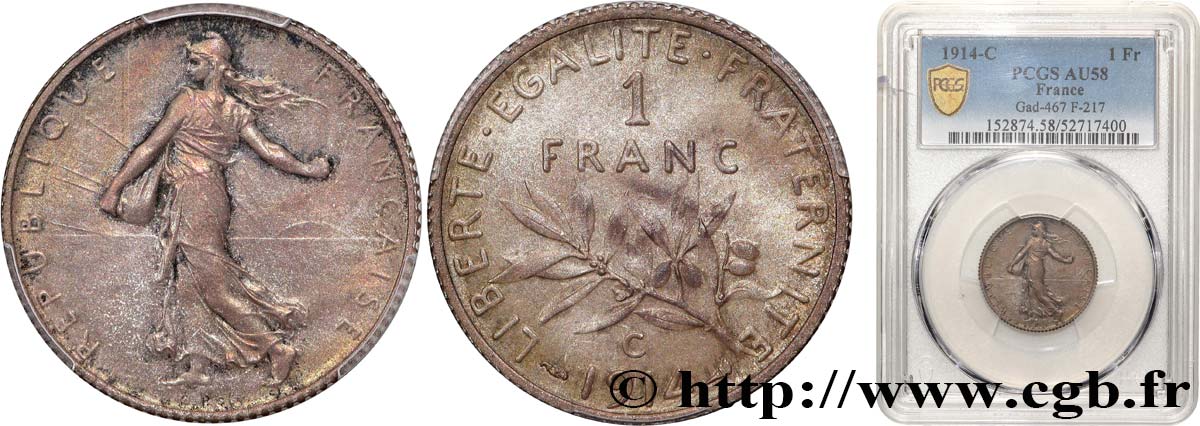 1 franc Semeuse 1914 Castelsarrasin F.217/20 SUP58 PCGS