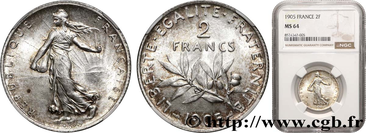 2 francs Semeuse 1905  F.266/9 SPL64 NGC