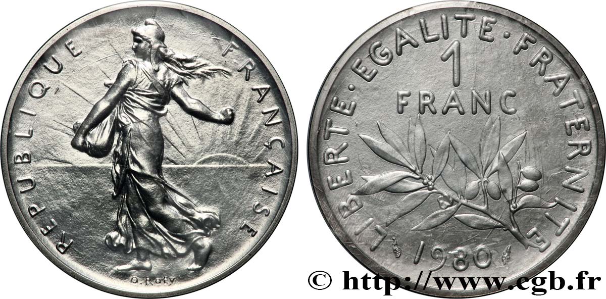 Piéfort Argent de 1 franc Semeuse 1980 Pessac GEM.104 P2 FDC 