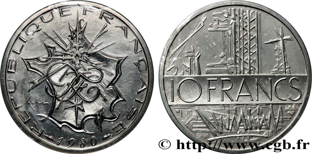 Piéfort Argent de 10 francs Mathieu 1980 Pessac GEM.186 P2 FDC 