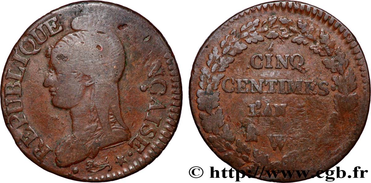 Cinq centimes Dupré, grand module 1798 Lille F.115/43 B+ 