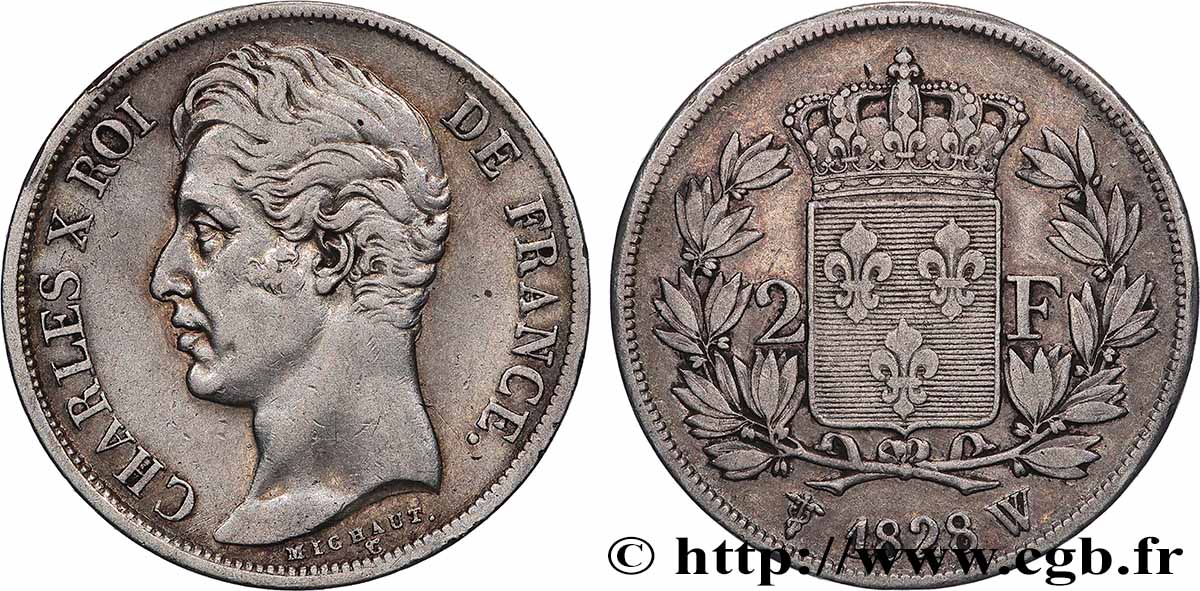 2 francs Charles X 1828 Lille F.258/48 XF 