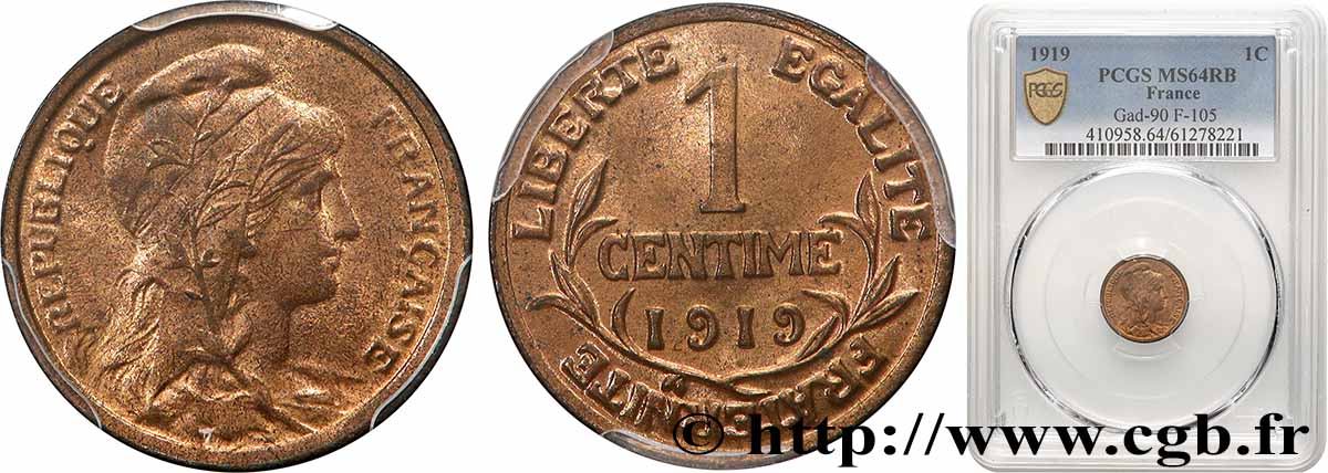 1 centime Daniel-Dupuis 1919 Paris F.105/18 SC64 PCGS