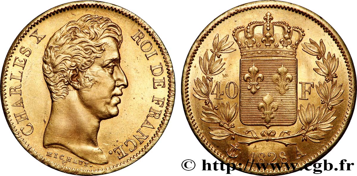 40 francs or Charles X, 2e type 1828 Paris F.544/3 MS 