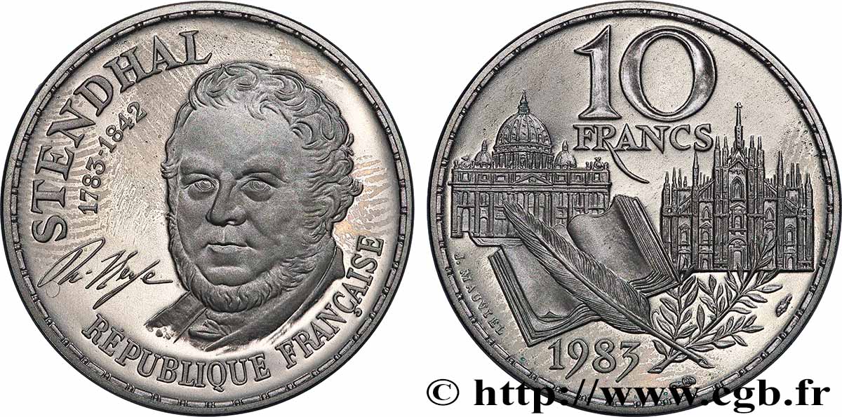 Piéfort argent de 10 francs Stendhal 1983  GEM.189 P2 fST 