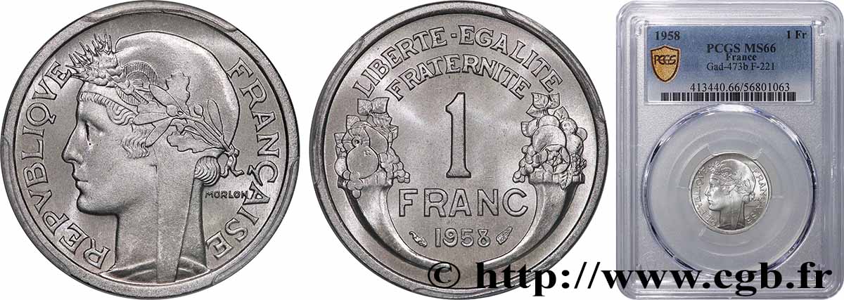 1 franc Morlon, légère 1958  F.221/21 FDC66 PCGS